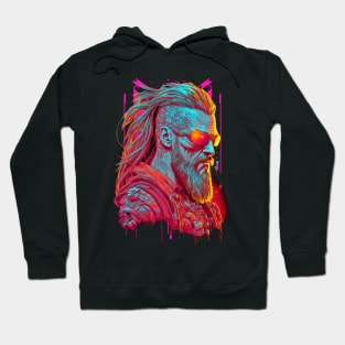 Neon Cyberpunk Viking - V1.08 Hoodie